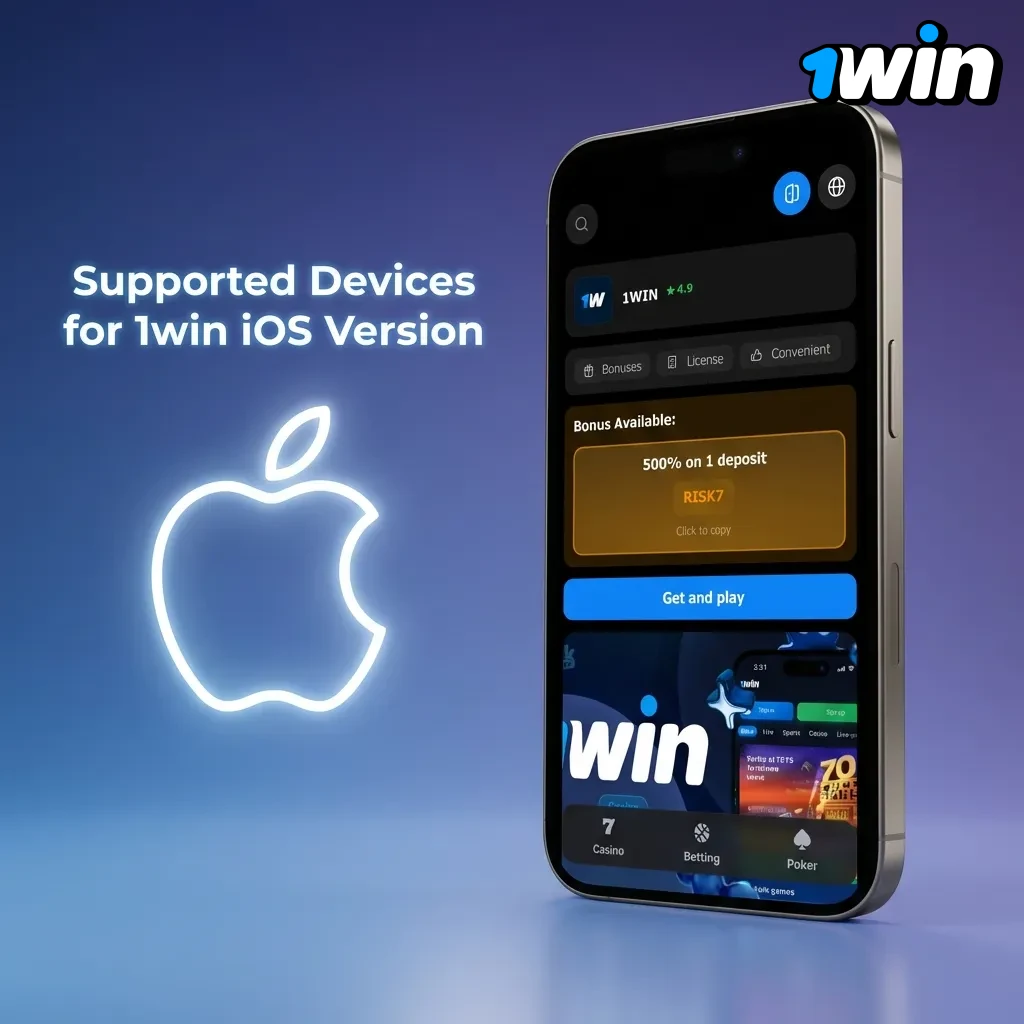 1win iOS app compatibility chart showing supported iPhone and iPad models requiring iOS 12.0 or higher